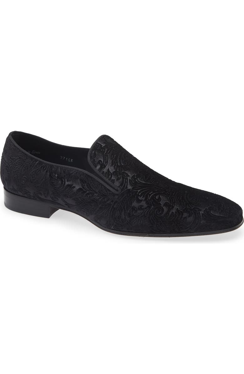 Mezlan Travolta Velvet Loafer, Main, color, Black