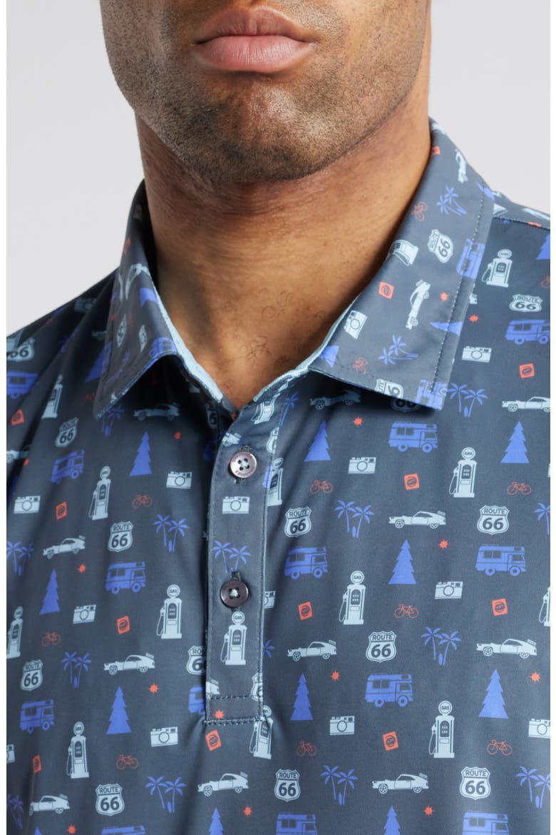 Adventure Print Golf Polo, Alternate, color, GRAPHITE