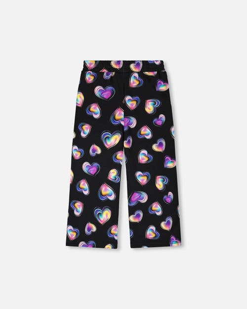 Deux Par Deux Wide Leg Fleece Pants In Black