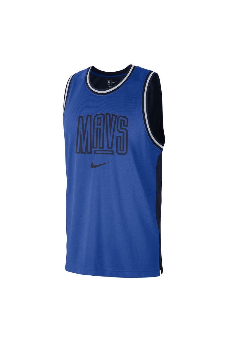 Men's Nike Blue/Navy Dallas Mavericks Courtside Versus Force Split DNA Performance Mesh Tank Top, Alternate, color, Blue