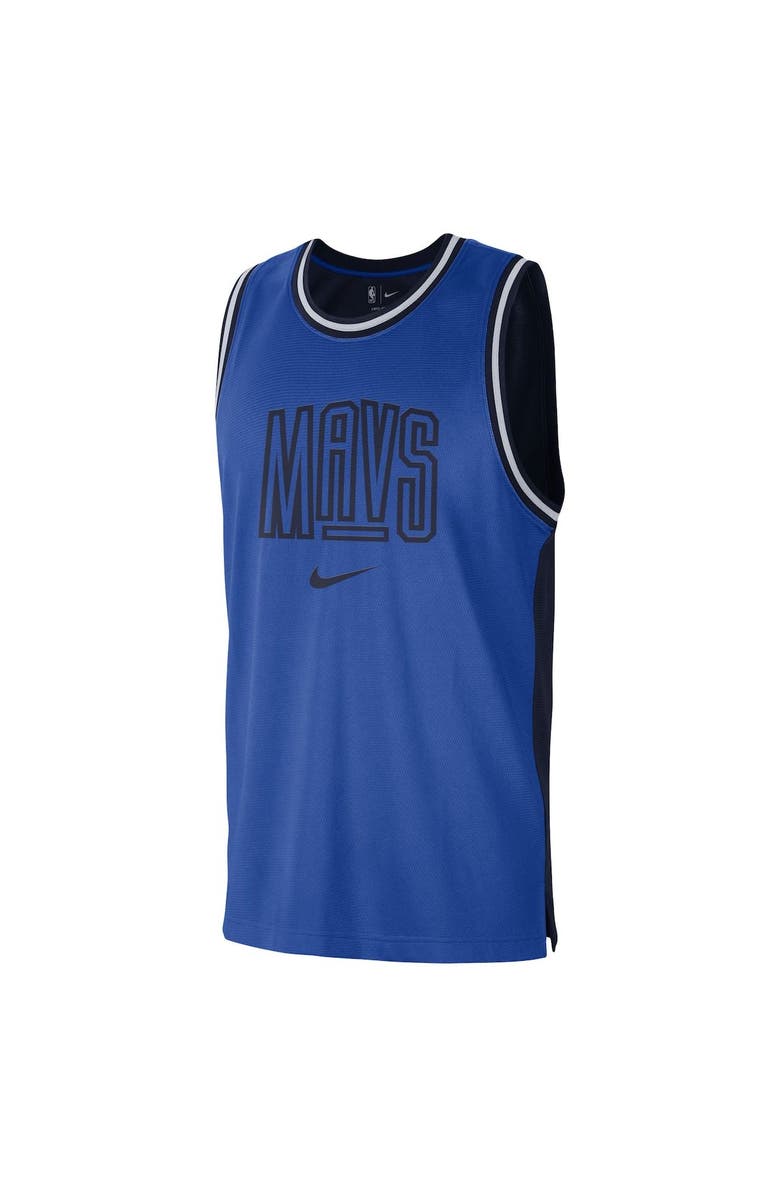 Nike Men's Nike Blue/Navy Dallas Mavericks Courtside Versus Force Split DNA Performance Mesh Tank Top, Alternate, color, Blue