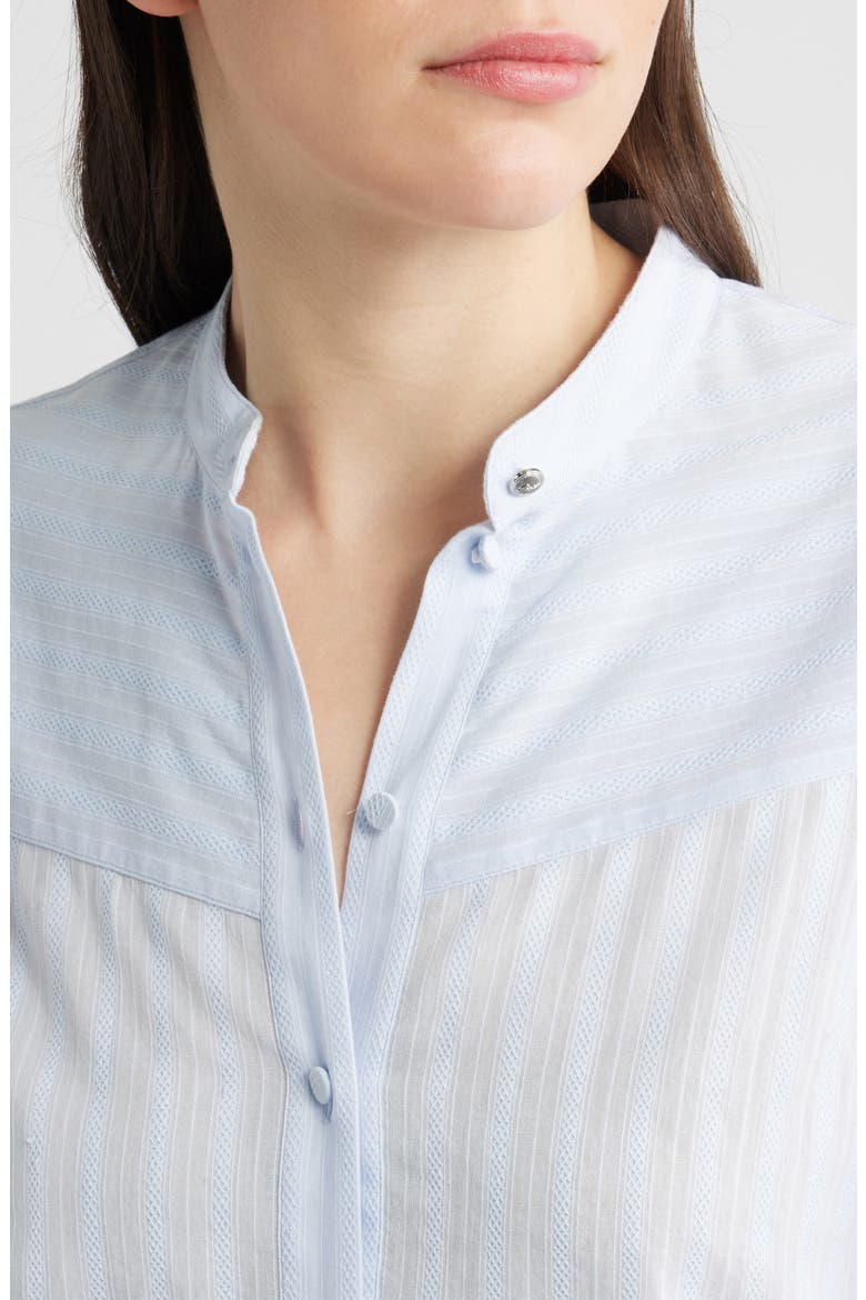 Bilmant Embroidered Stripe Cotton Muslin Button-Up Shirt, Alternate, color, LT PAST/BU