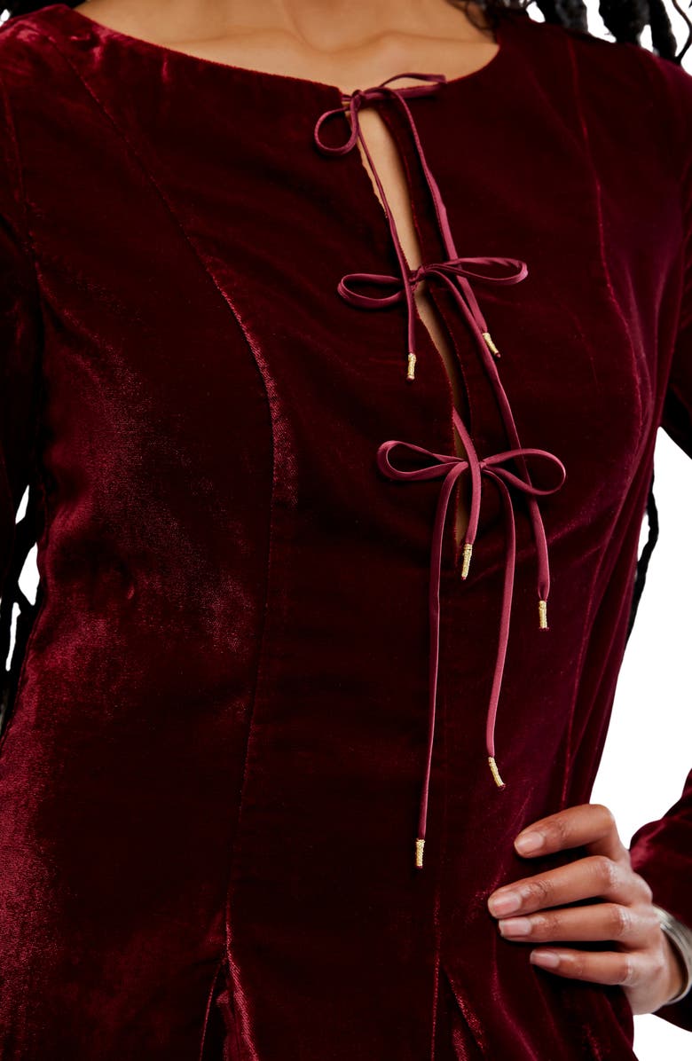 Free People Linney Velvet Minidress, Alternate, color, Cabernet