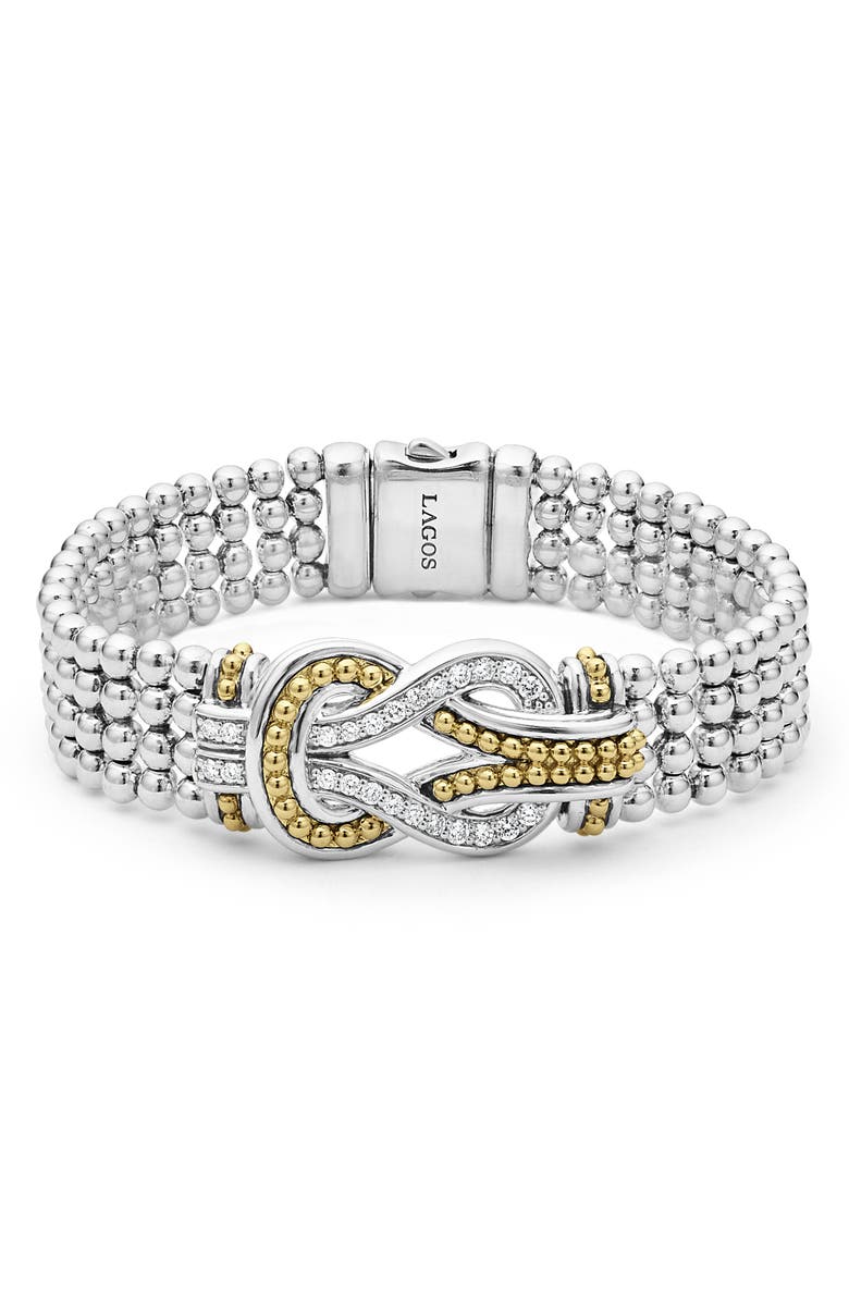 LAGOS Newport Flat Beaded Bracelet, Main, color, Diamond