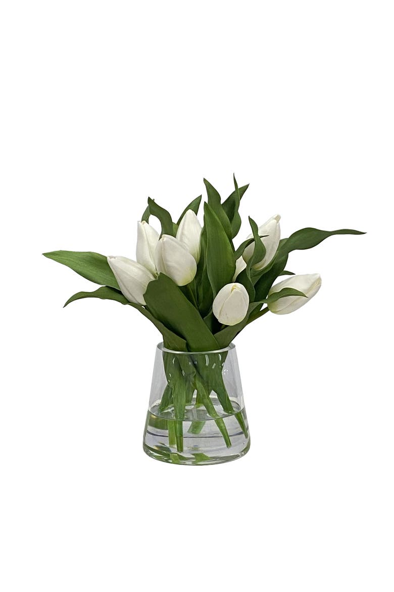 Tulip In Vase, Main, color, WHITE/GREEN