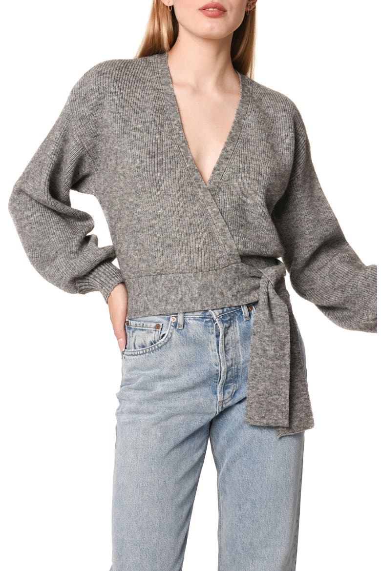 Sterling Wrap Sweater, Main, color, CHARCOAL