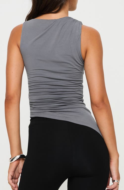 Princess Polly Kinger Ruched Aymmetric Tank In Slate