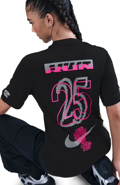 Nike Dri-fit Reflective Graphic Running T-shirt In Black