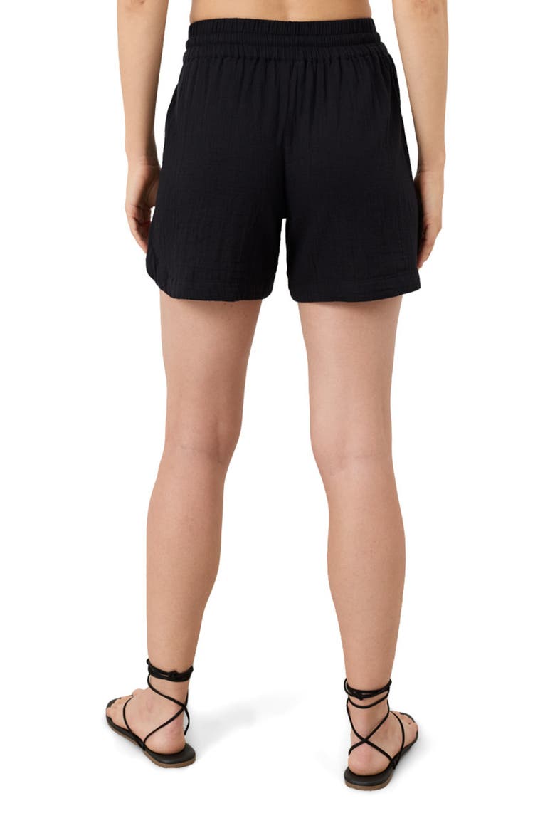Organic Cotton Coastal Double Gauze Shorts, Alternate, color, Jet Black