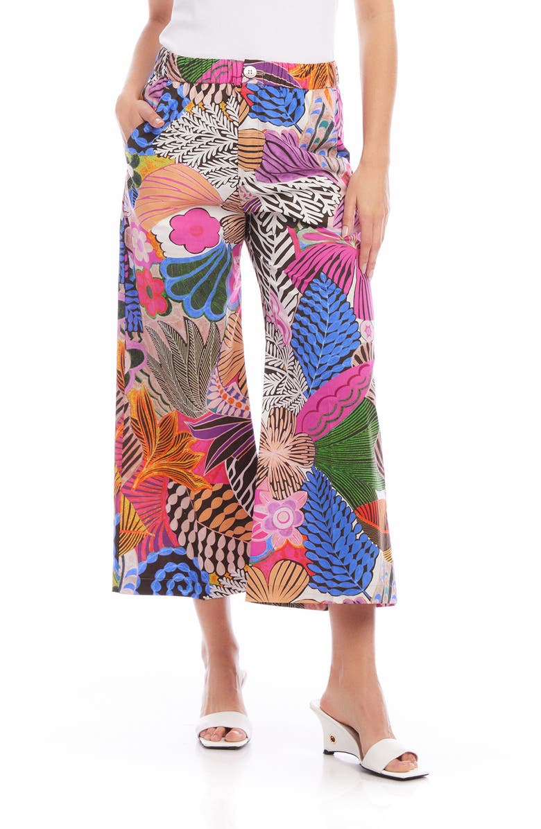 FIFTEEN TWENTY Tropical Print Wide Leg Crop Pants, Main, color,