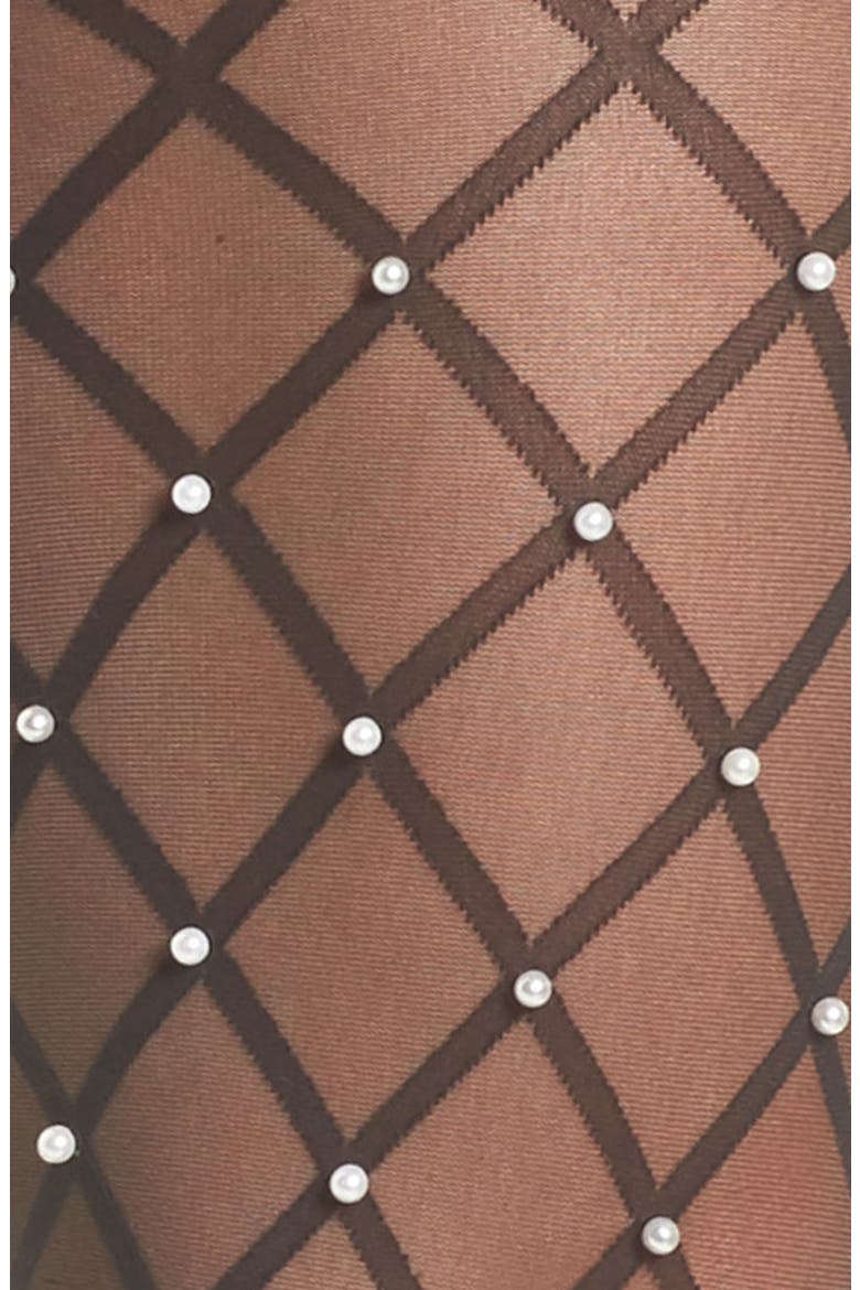 Beaded Net Tights, Alternate, color, BLACK/ PEARL
