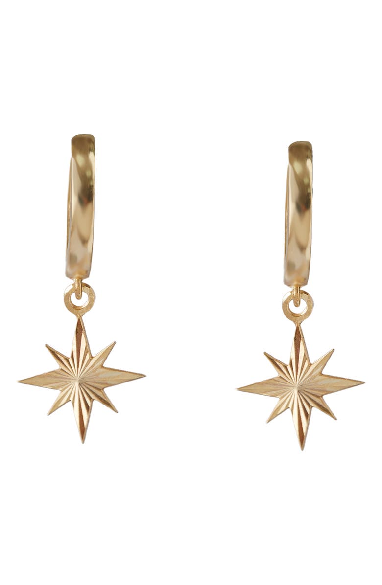 Argento Vivo Sterling Silver Star Drop Huggie Hoop Earrings, Alternate, color,
