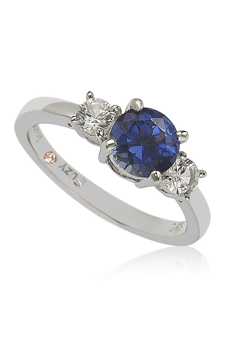 White & Blue Sapphire Ring, Main, color, BLUE