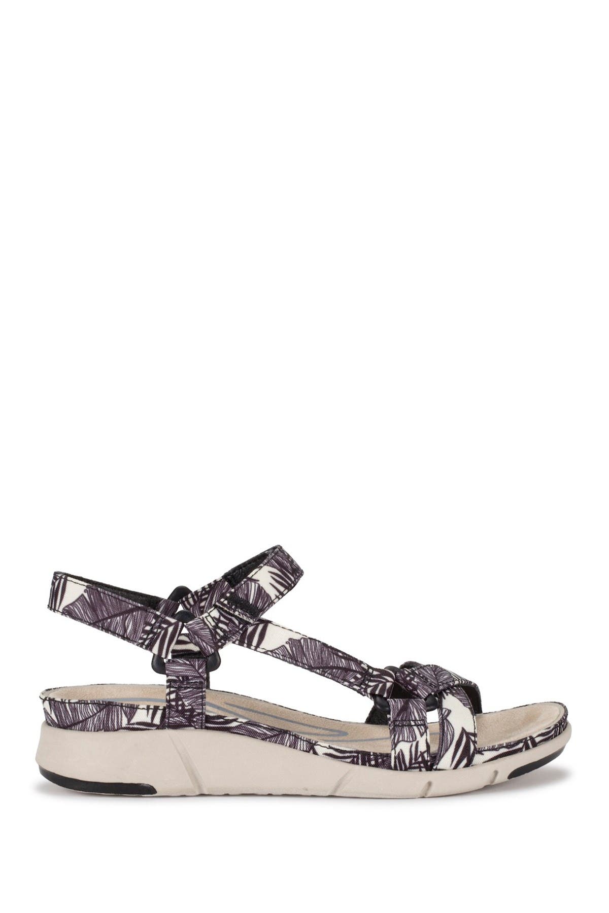 Nikole Casual Sandal, Alternate, color, BLACK/WHITE PALM CANVAS