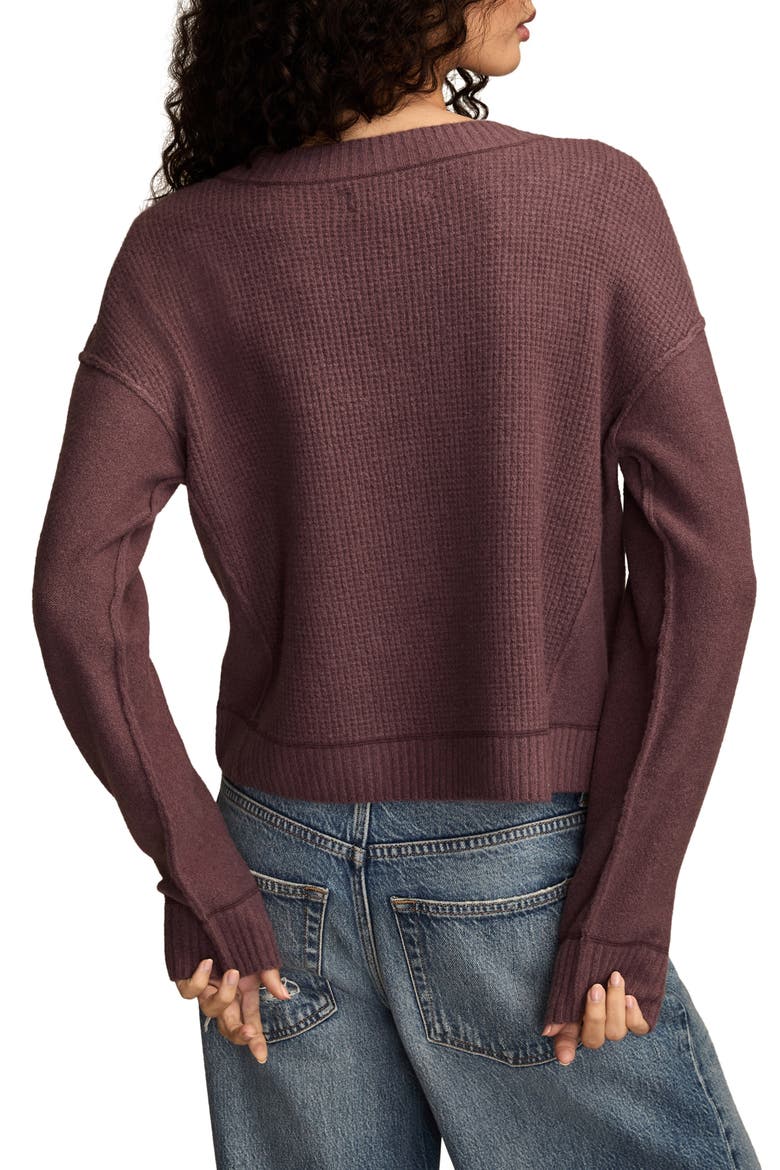 Waffle Knit V-Neck Sweater, Alternate, color, FLINT