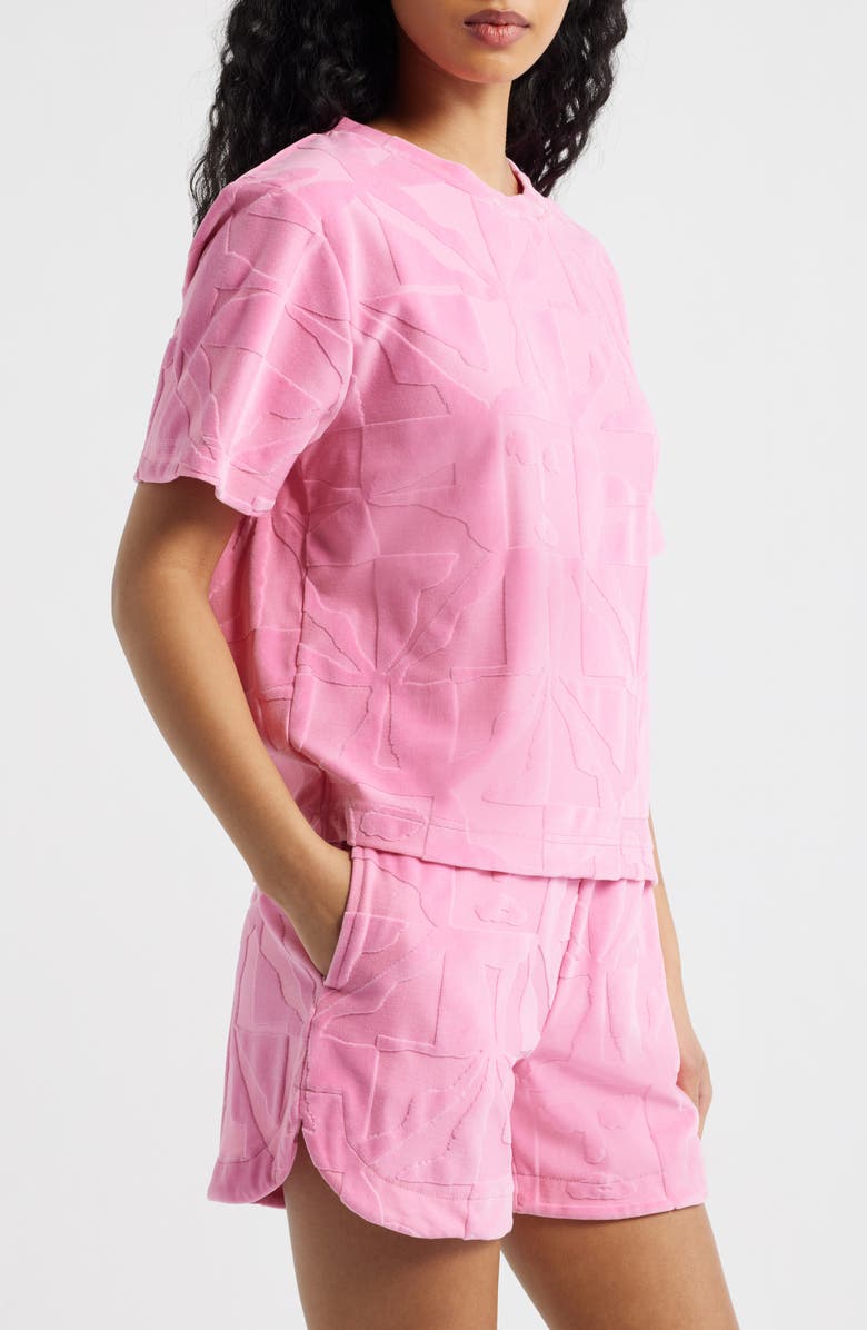 ICHI Textured French Terry Shirt, Alternate, color, Wild Orchid