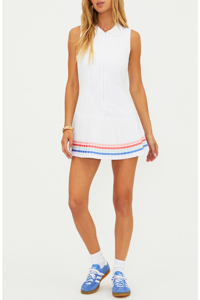 Bria Pleated Minidress, Main, color, BRIGHT WHITE HORIZON