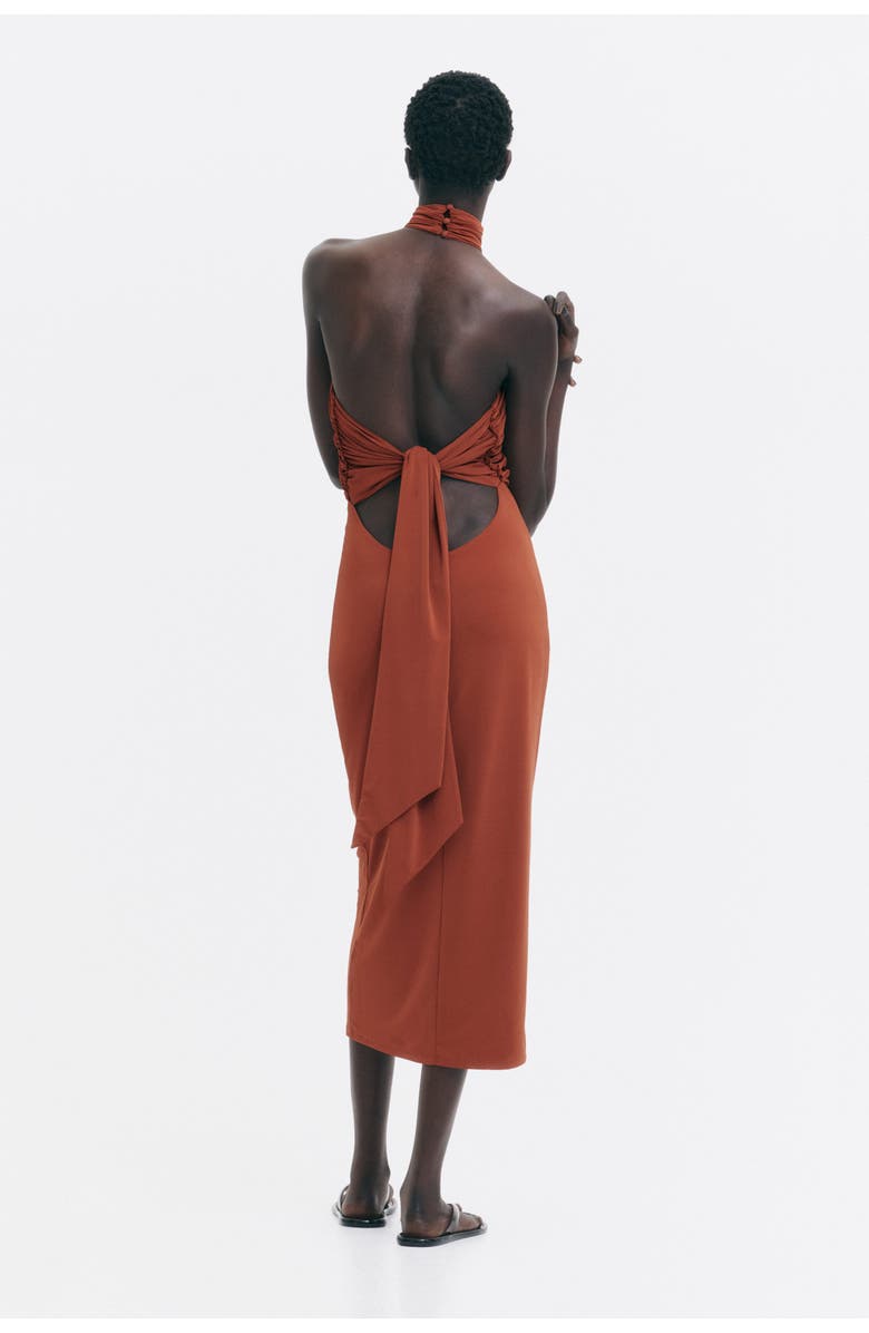 H&M Twist-detail Cut-out Dress, Alternate, color, Burnt Orange