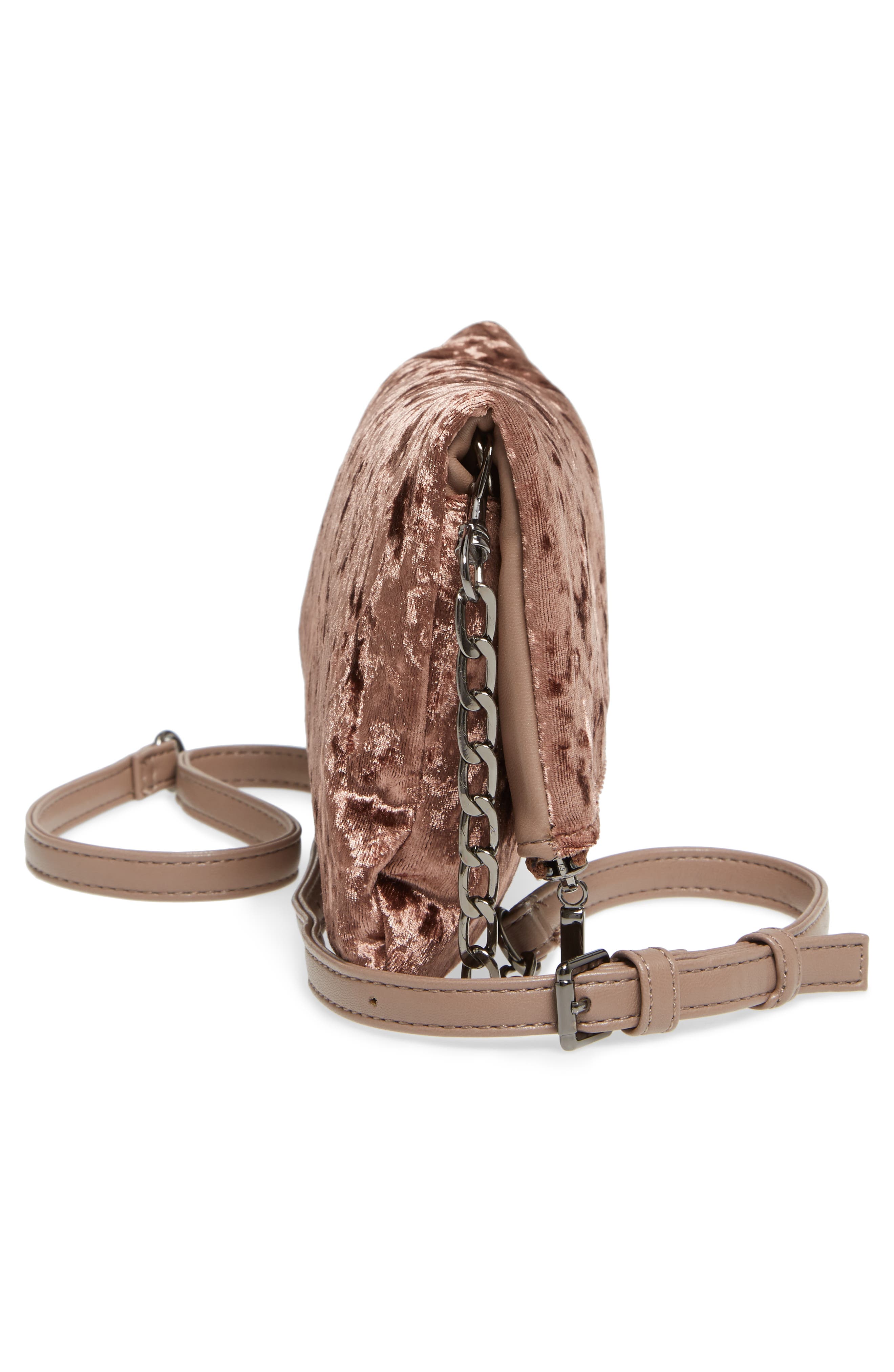 Velvet Foldover Clutch, Alternate, color, MAUVE