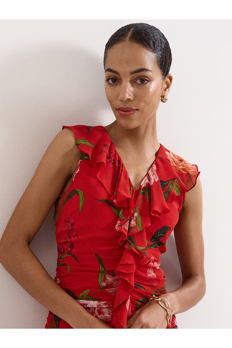 Mae V-Neck Floral Maxi Dress, Alternate, color, Red