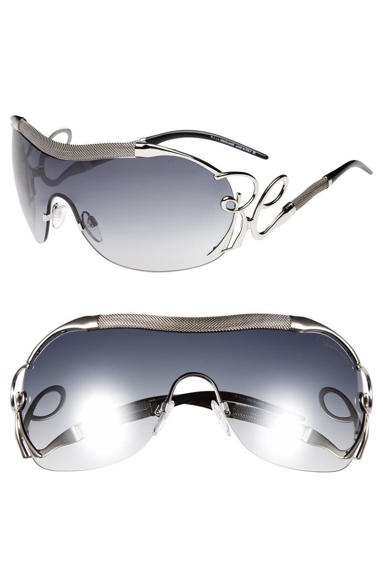Roberto Cavalli Black Shield Sunglasses with Silver Accent ROBERTO CAVALLI Alcyone 803S 08B Gunmetal Womens Shield  main image 4