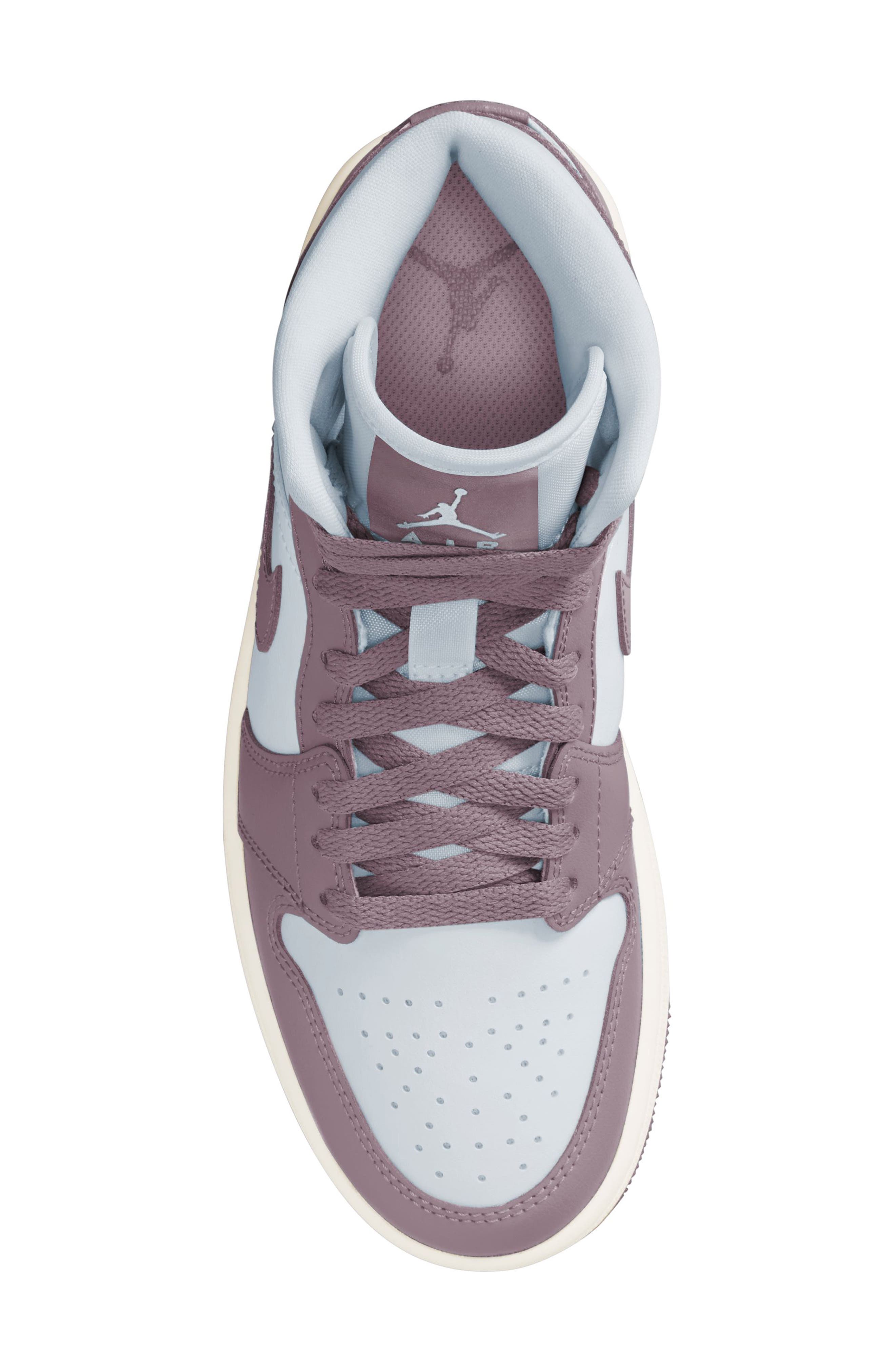 Air Jordan 1 Mid Sneaker, Alternate, color, PURE PLATINUM/ SKY MAUVE/ SAIL