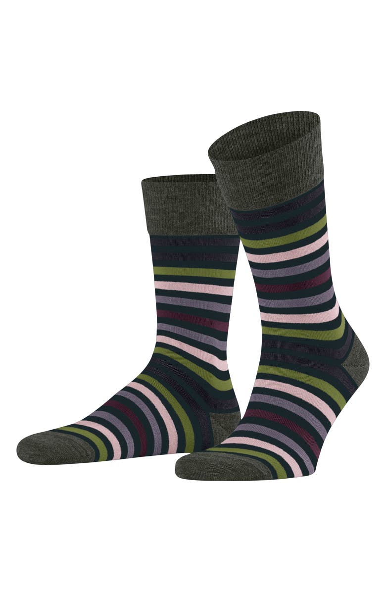 Falke Tinted Stripe Wool Blend Crew Socks, Main, color, 