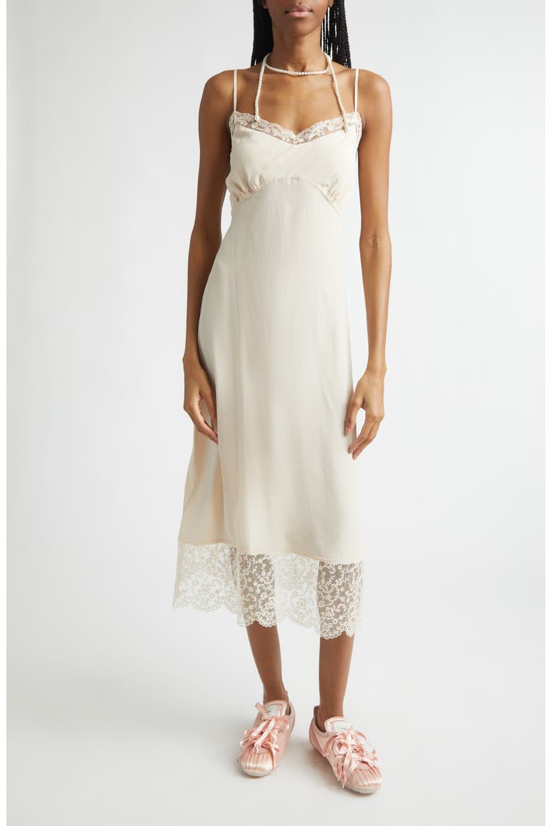 Lace Trim Slipdress, Main, color, SAND