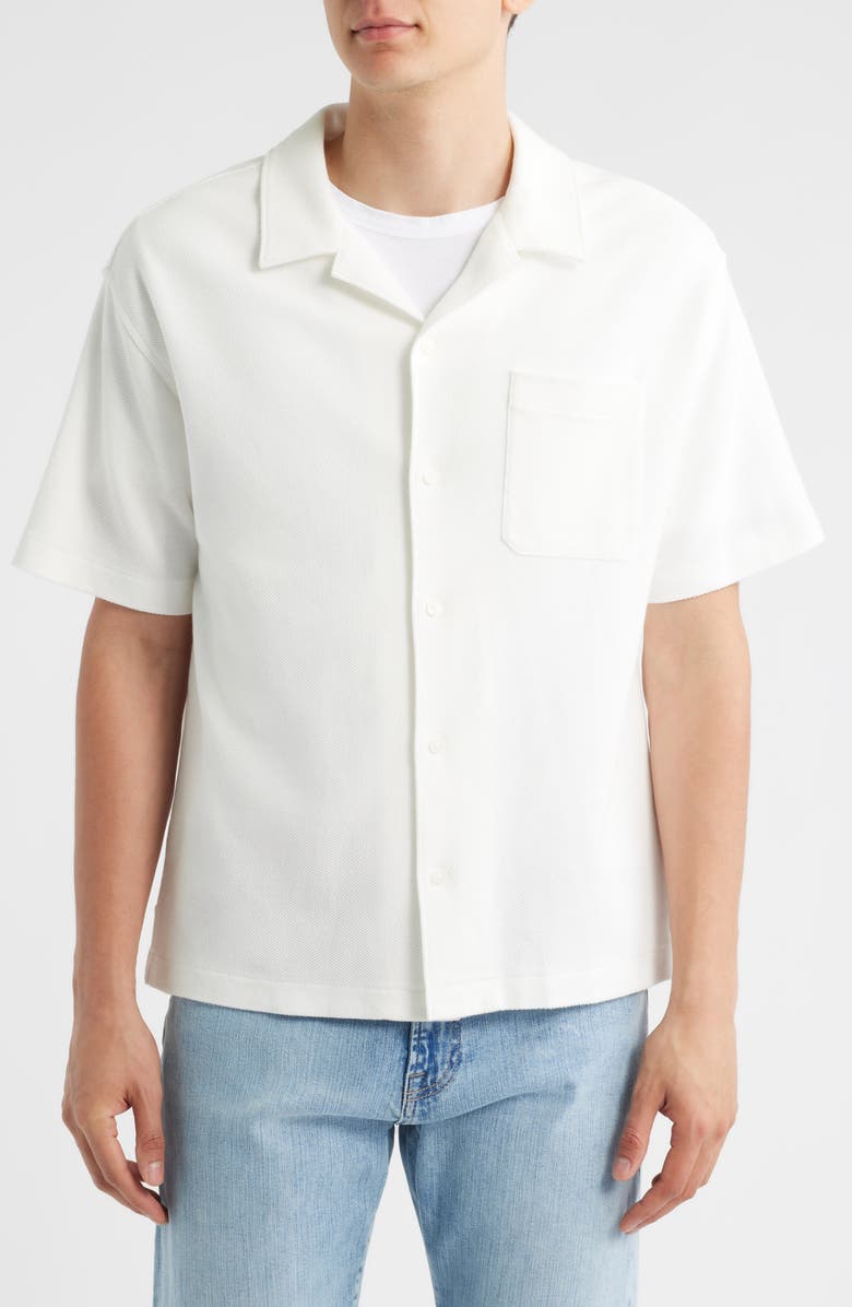 FRAME Relaxed Jacquard Camp Shirt, Alternate, color, White