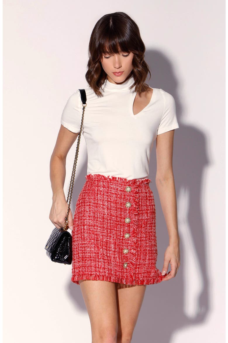 Rebel Tweed Miniskirt, Alternate, color, CHERRY TWEED