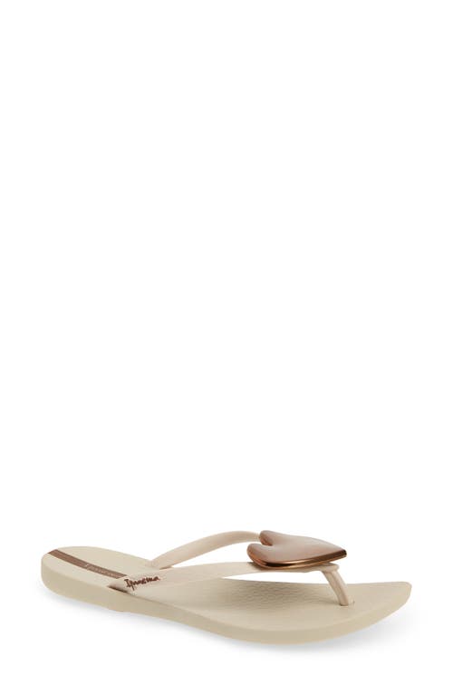 Ipanema Women's Wave Heart Sparkle Flip-flop Sandals In Beige/bronze