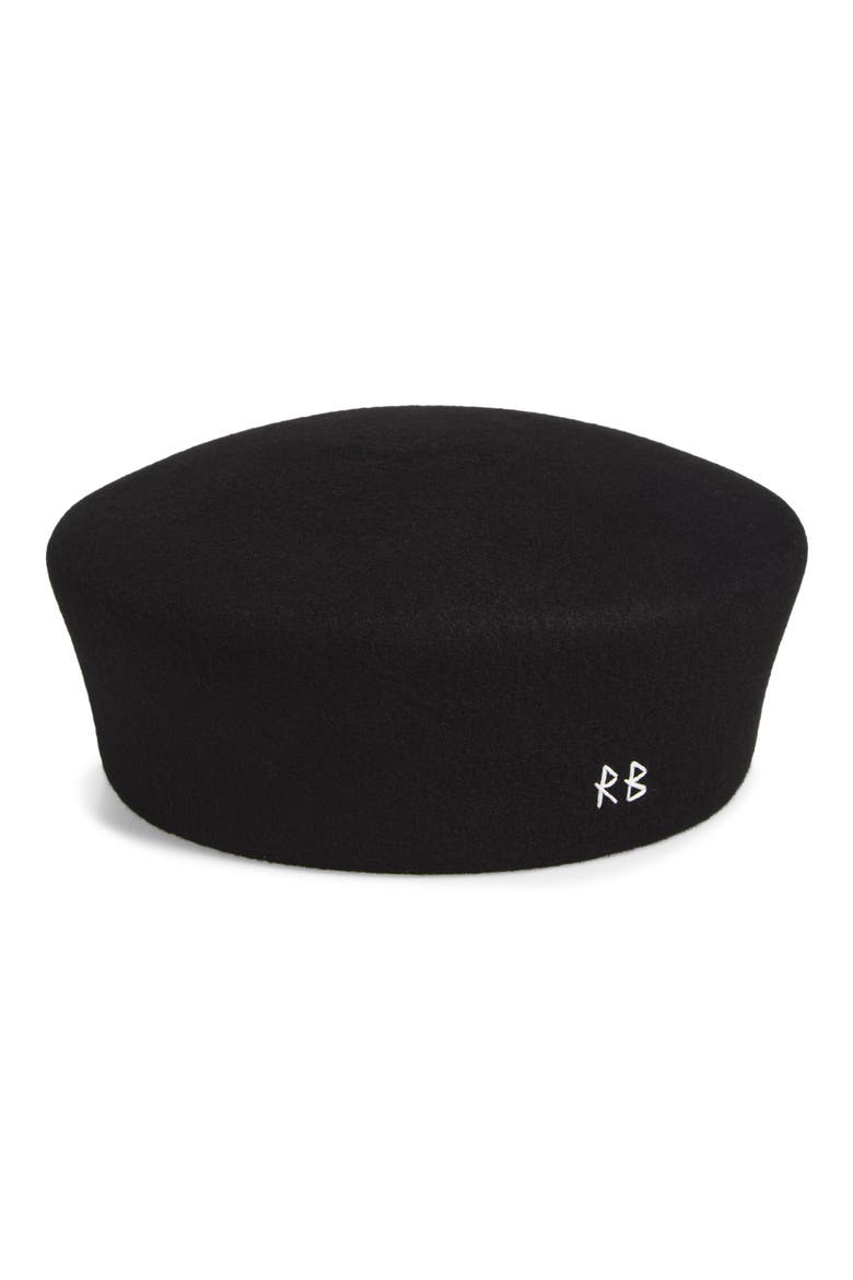 Wool Felt Pillbox Hat, Main, color, BLACK
