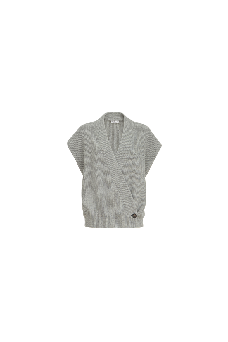 Cashmere English rib wrap cardigan, Alternate, color, Grey