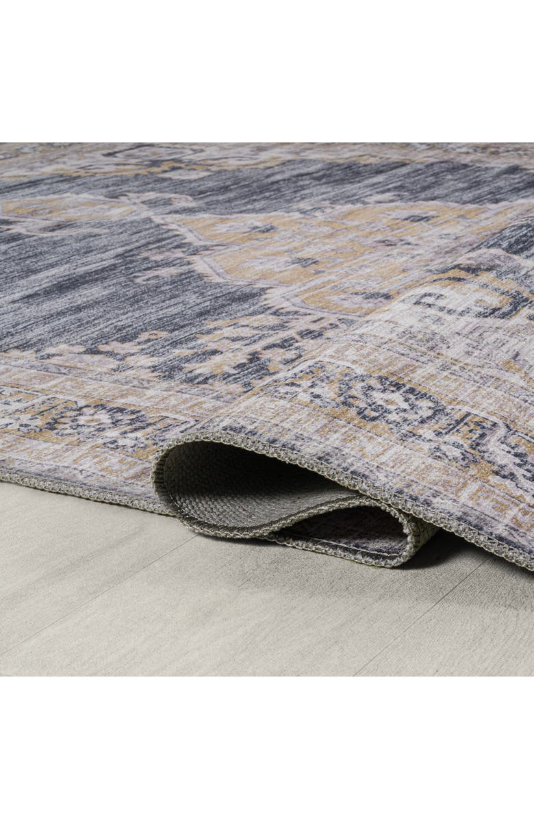 JONATHAN Y Wincer Chenille Cottage Medallion Machine-Washable Area Rug, Alternate, color, Dark Gray/Yellow