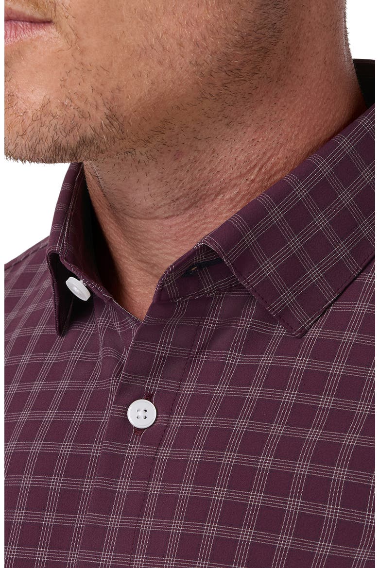Leeward Trim Fit Plaid Performance Button-Up Shirt, Alternate, color, MERLOT COLE PLAID