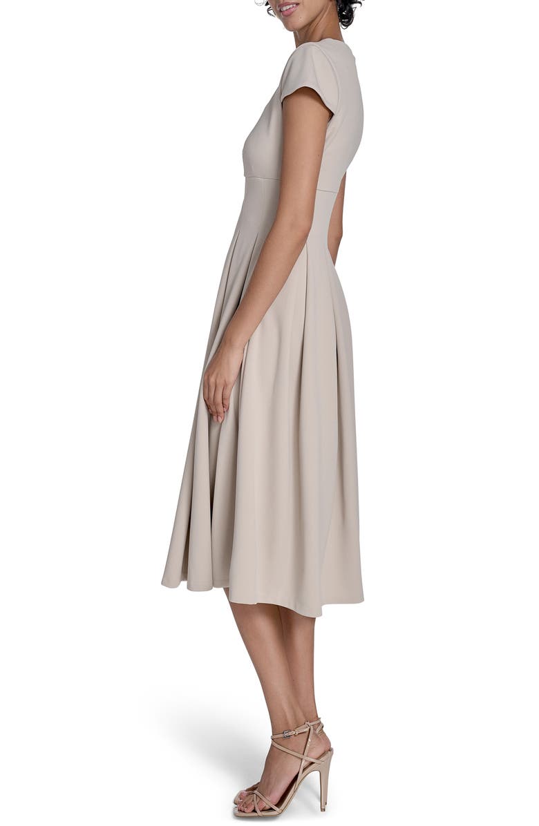 Calvin Klein Short Sleeve Midi Fit & Flare Dress, Alternate, color, Khaki