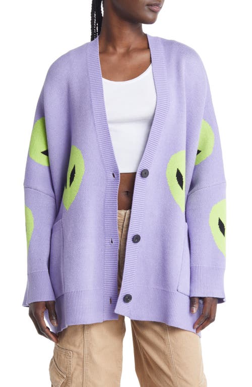 Dressed in Lala Boxy Oversize Cardigan in Lavender Alien  product
