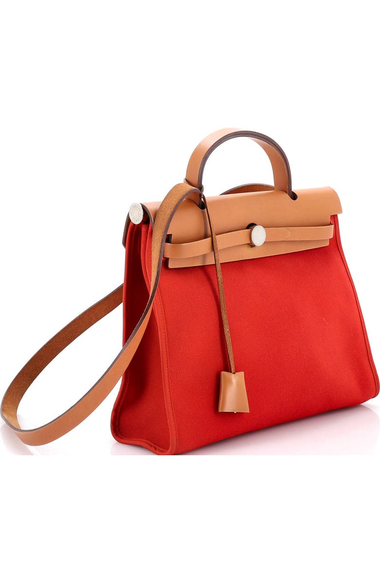 Pre-Owned Hermes Herbag Zip Leather and Toile 31, Alternate, color, Rouge Tomate