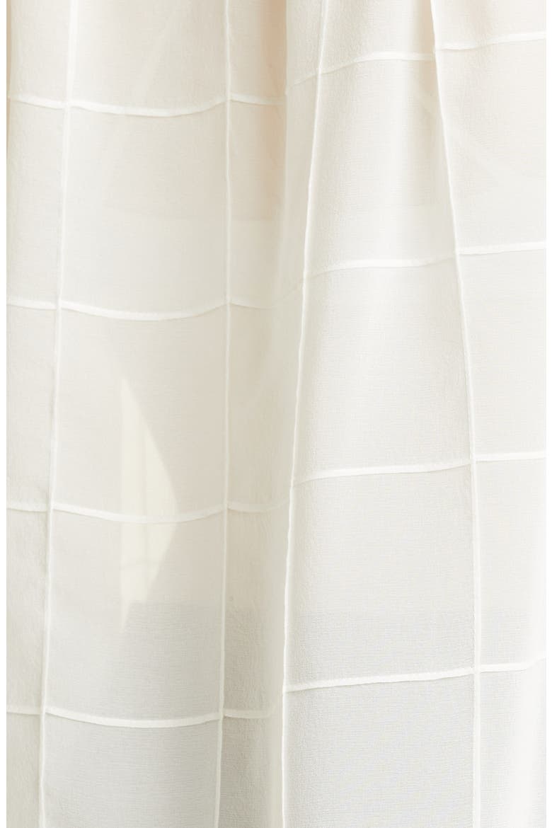 Chiffon Grid Sheer Long Sleeve Silk Top, Alternate, color, SNOW