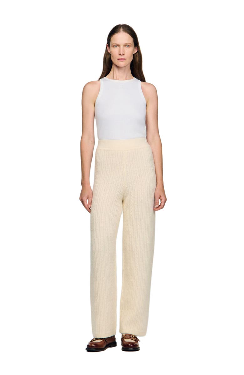 SANDRO Cable knit pants, Alternate, color, Ecru
