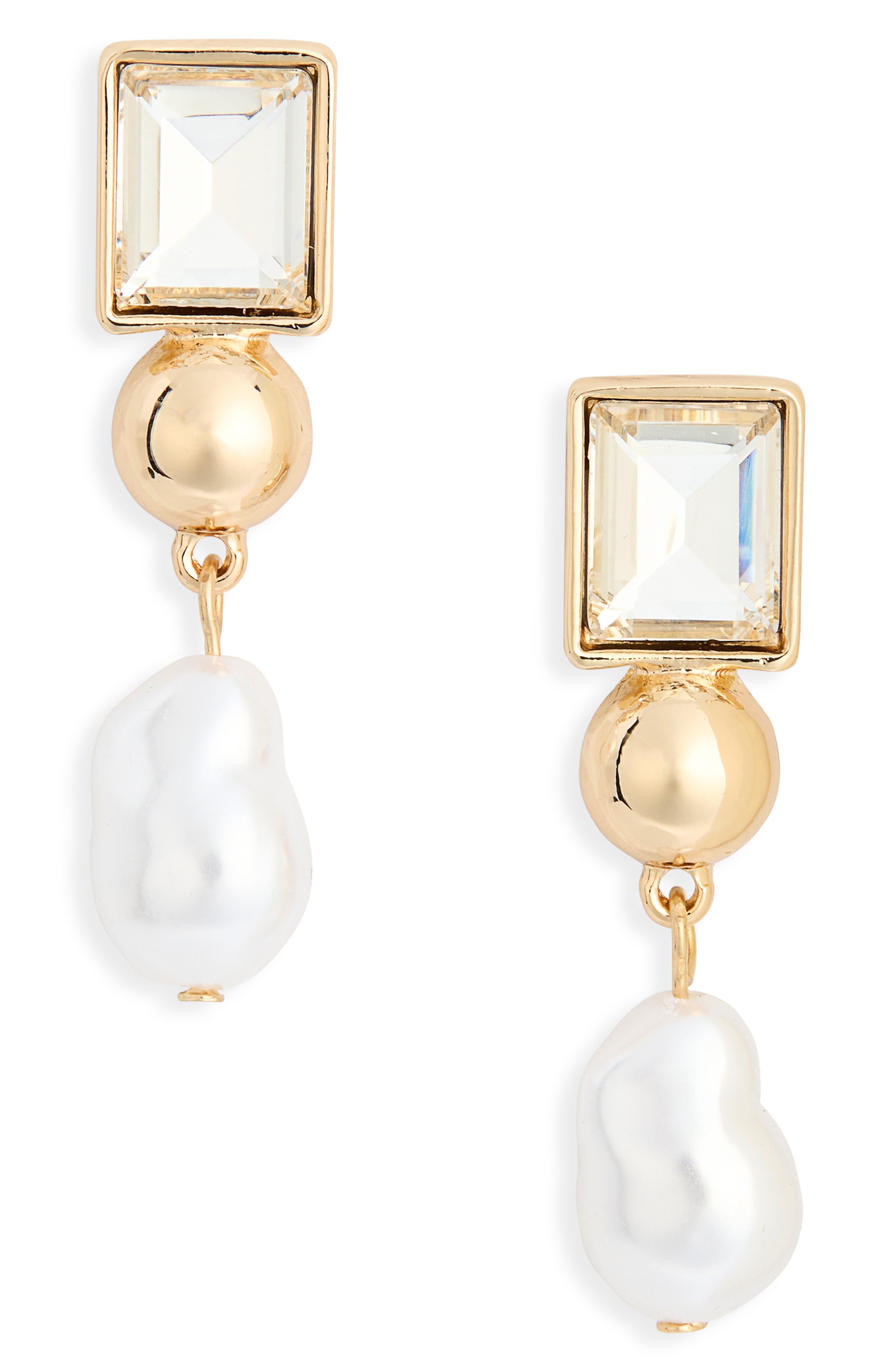 NORDSTROM RACK Cubic Zirconia Faux Pearl Drop Earrings