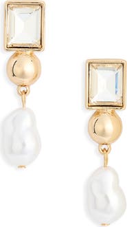 NORDSTROM RACK Cubic Zirconia Faux Pearl Drop Earrings