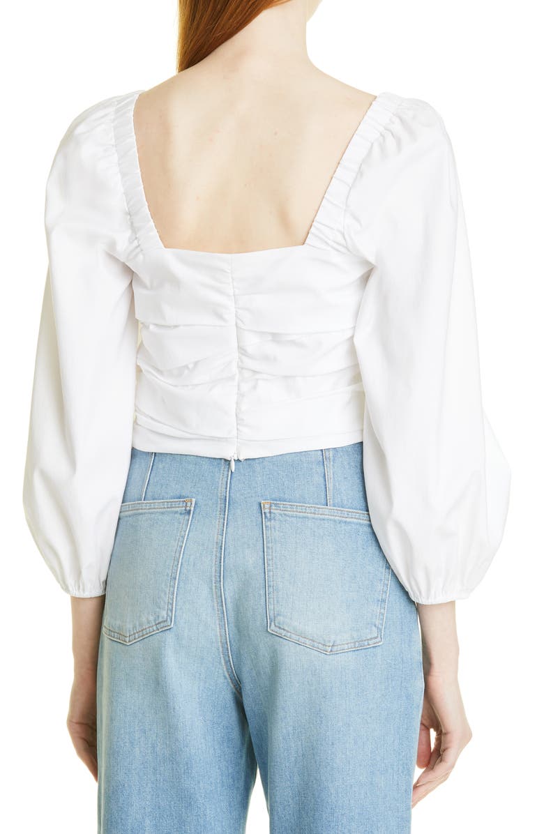 Veronica Beard Kayla Puff Sleeve Square Neck Cotton Blend Top, Alternate, color,