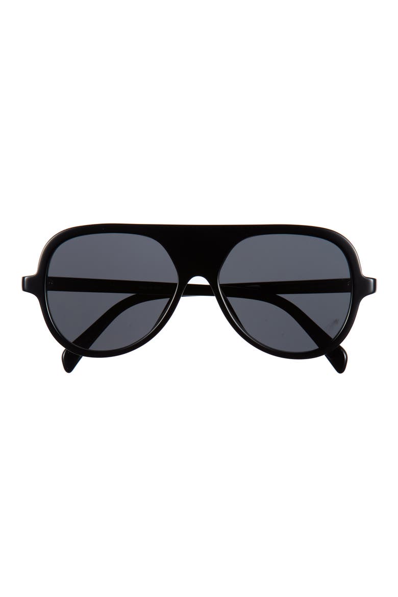 Flat Front Aviator Sunglasses, Main, color, SHINY BLACK / SMOKE