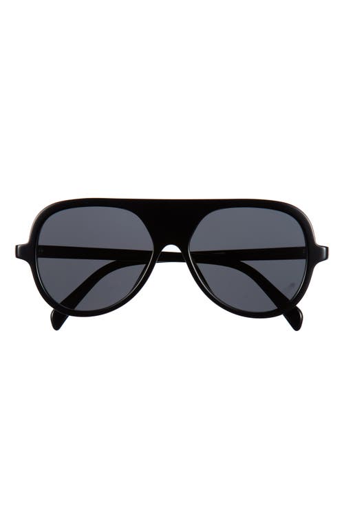 Celine Flat Front Aviator Sunglasses In Shiny Black/smoke