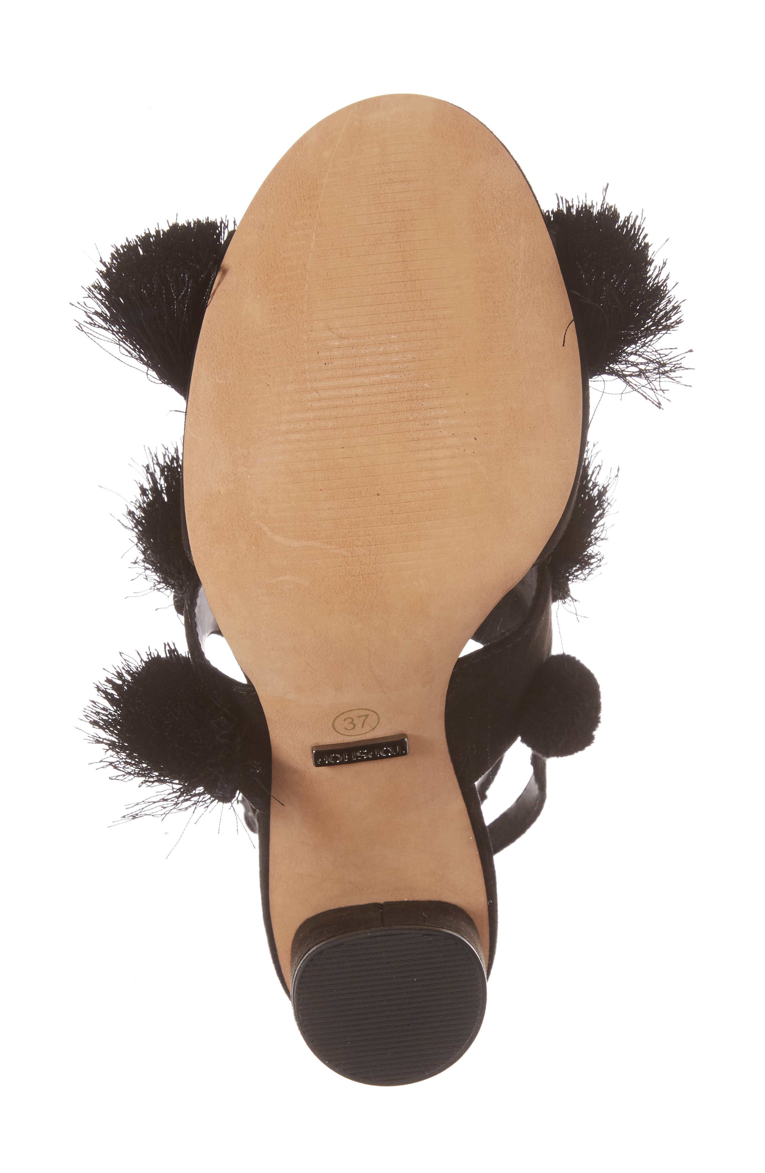 Rave Tasseled Pom Sandal, Alternate, color, BLACK