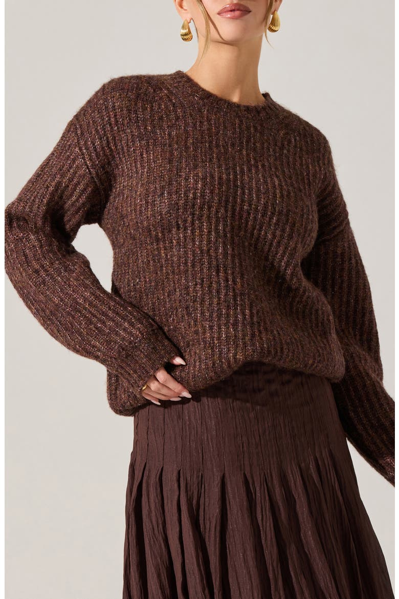 Archer Crewneck Sweater, Main, color, BROWN MULTI