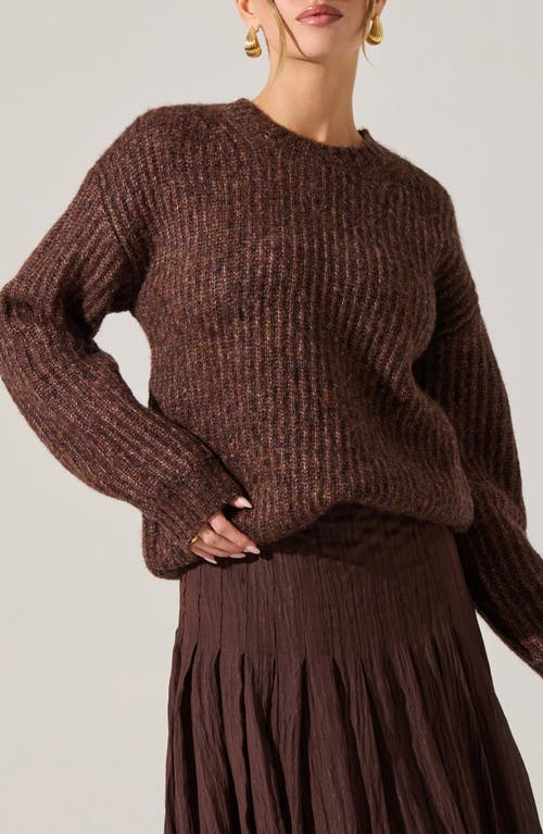 Astr The Label Archer Crewneck Sweater In Brown
