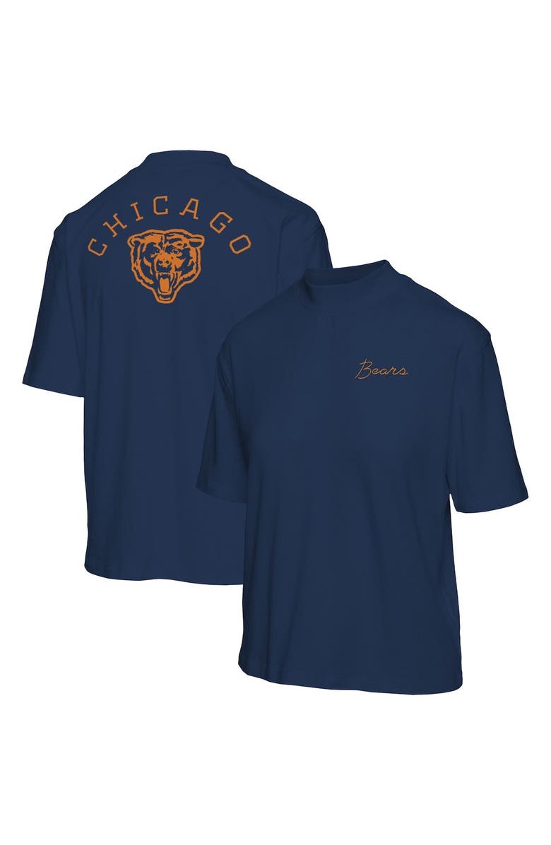 Junk Food Women's Junk Food Navy Chicago Bears Half-Sleeve Mock Neck T-Shirt, Alternate, color, 