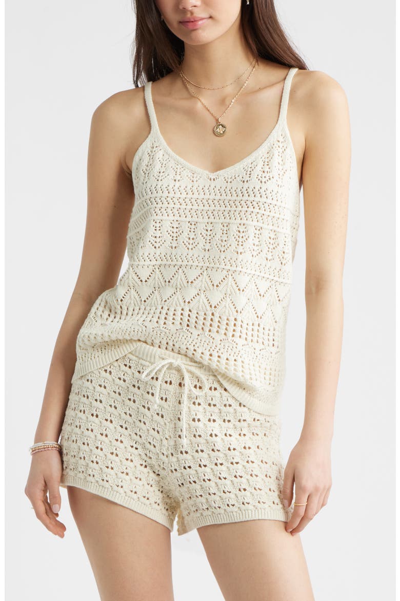 Open Stitch Cotton Tank, Main, color, IVORY DOVE